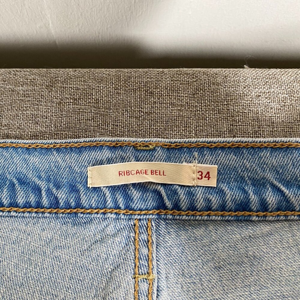 Levi's Premium Ribcage Bell Jeans Women's 34 High Rise Blue 70s Hippie NWT - Picture 6 of 15